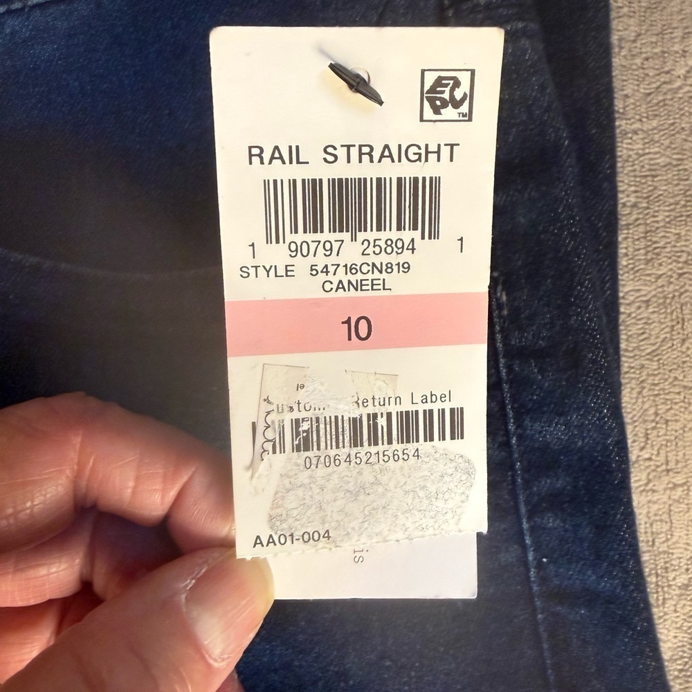 NWT Style & Co. Ladies Size 10 Rail Straight Dark Wash Mid-Rise Dress Jeans - Picture 5 of 13